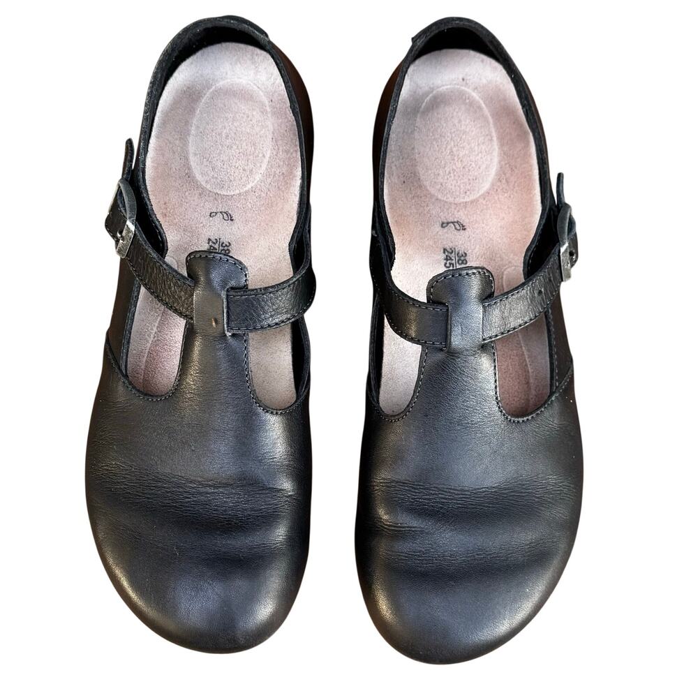 Birkenstock Black Leather Mary Jane Comfort Shoes EU 38 Rare Minimalist